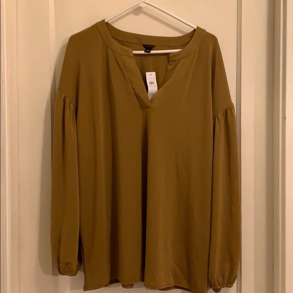 Ann Taylor top Mustard Blouse XXL NWT